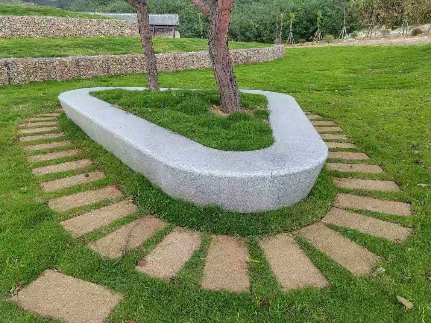 北海 芝麻白光面整石坐凳